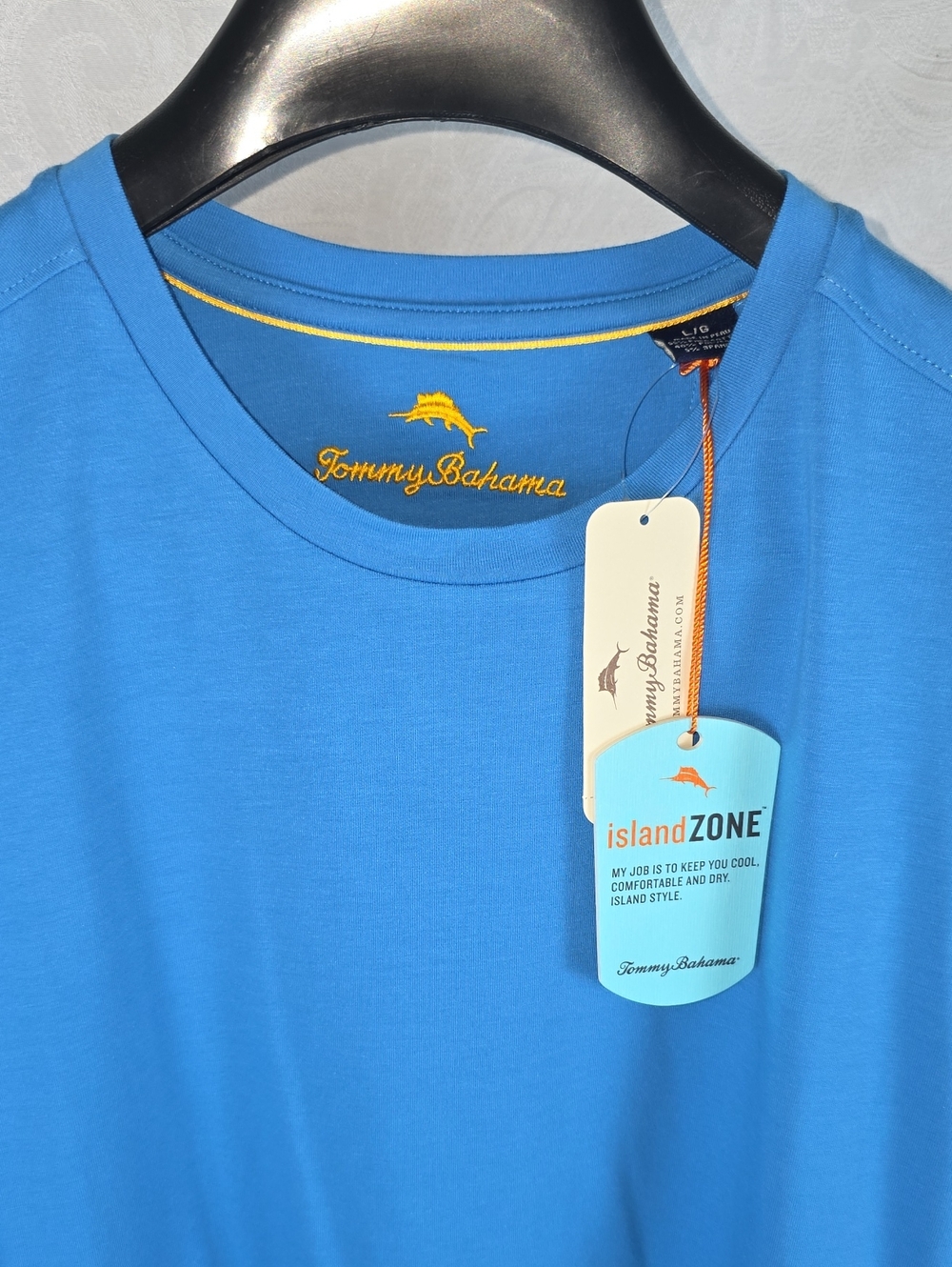 Tommy Bahama L Large Short Sleeve Island Zone Crew Tee in Bright Blue